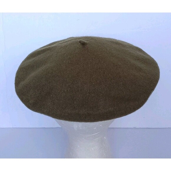 Vintage Beret Cap Women's Green Wool Hat One Size - Picture 3 of 6